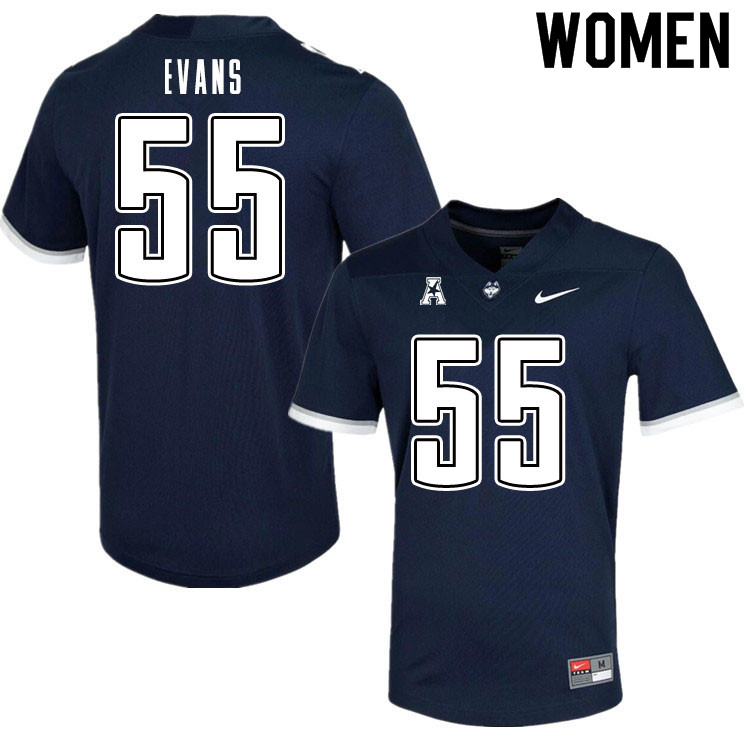Women #55 MarQuayveon Evans Uconn Huskies College Football Jerseys Sale-Navy
